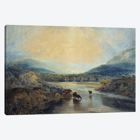 Abergavenny Bridge, Monmouthshire: Clearing Up After a Showery Day  Canvas Print #BMN5047} by J.M.W. Turner Canvas Wall Art