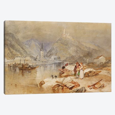 Berncastel on the Moselle with the Ruins of Landshut, c.1834  Canvas Print #BMN5051} by J.M.W. Turner Canvas Artwork
