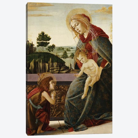 The Madonna and Child with the Young St. John the Baptist in a Landscape  Canvas Print #BMN5056} by Sandro Botticelli Canvas Print