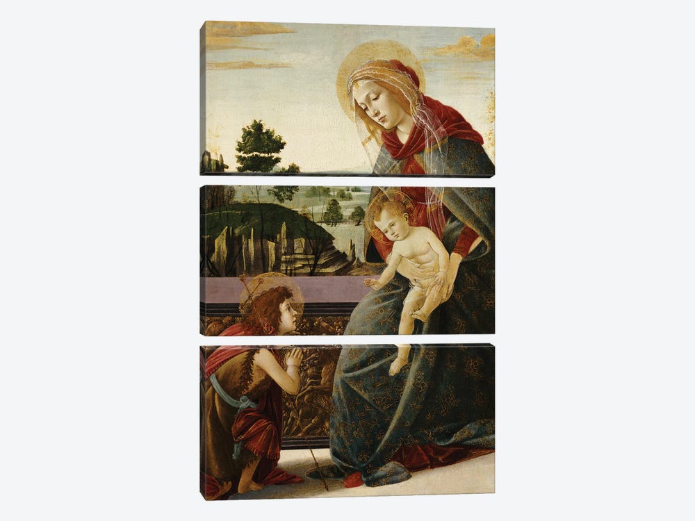 The Madonna and Child with the Young St. John the Baptist in a Landscape  3-piece Canvas Art