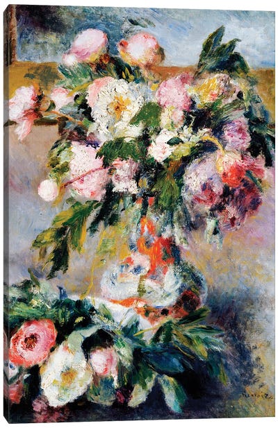 Peonies, 1878  Canvas Art Print - Pierre Auguste Renoir