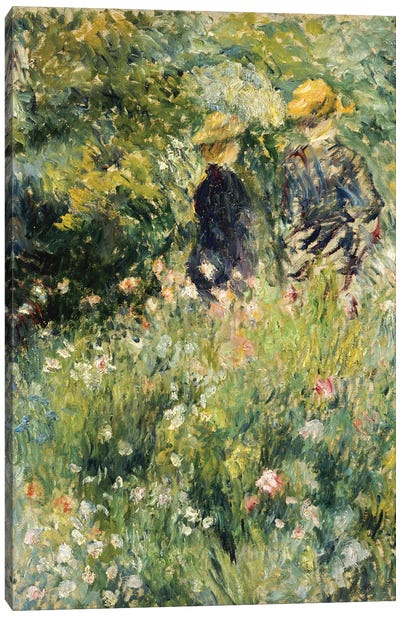 Conversation in a Rose Garden, 1876  Canvas Art Print - Pierre Auguste Renoir