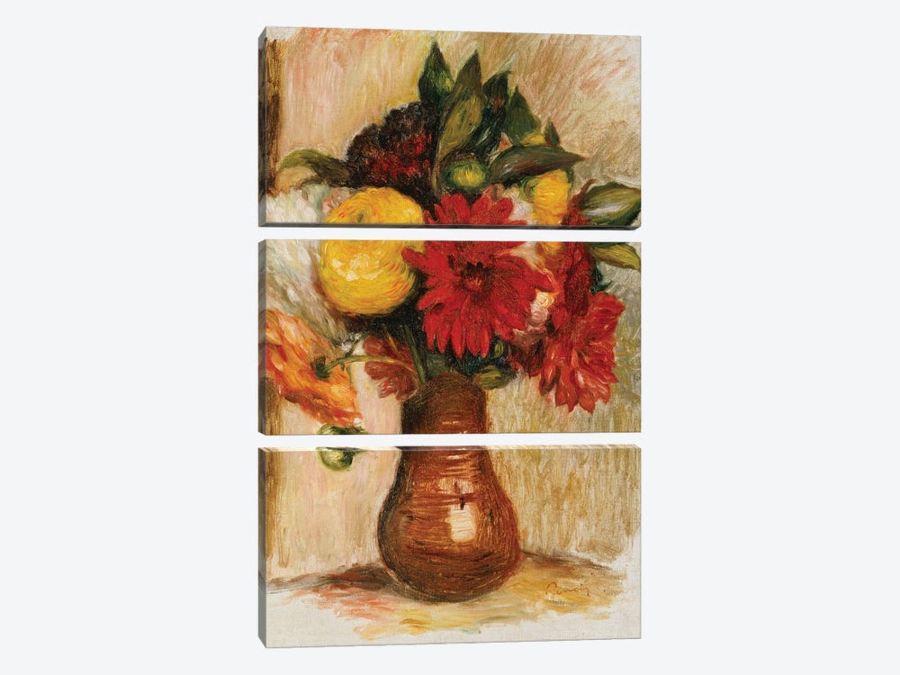 Bouquet of Flowers in a Stone Jug  3-piece Canvas Artwork