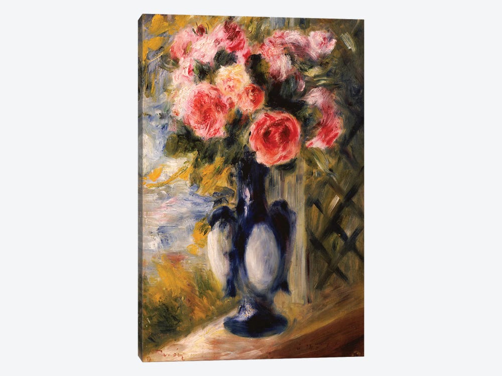 Roses in a Blue Vase, 1892  by Pierre-Auguste Renoir 1-piece Canvas Print