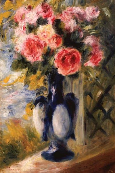 Pottery Still Life: Roses in a Blue Vase, 1892  by Pierre-Auguste Renoir