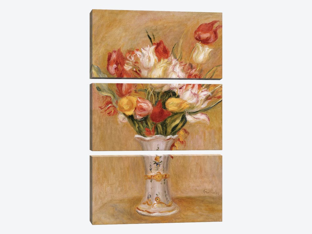 Tulips  by Pierre Auguste Renoir 3-piece Canvas Art Print