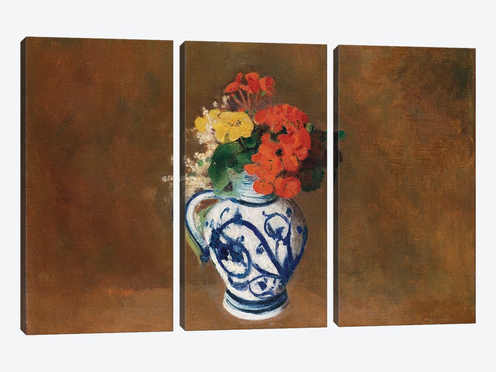 Flowers in a Blue Vase, c.1900  by Odilon Redon 3-piece Canvas Print
