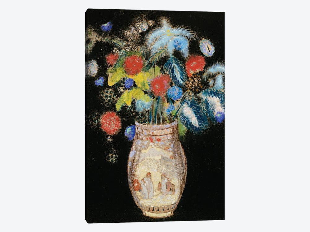 Large Bouquet on a Black Background, c.1910  by Odilon Redon 1-piece Canvas Wall Art