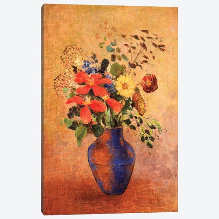 The Blue Vase  Canvas Print #BMN5093} by Odilon Redon Canvas Artwork