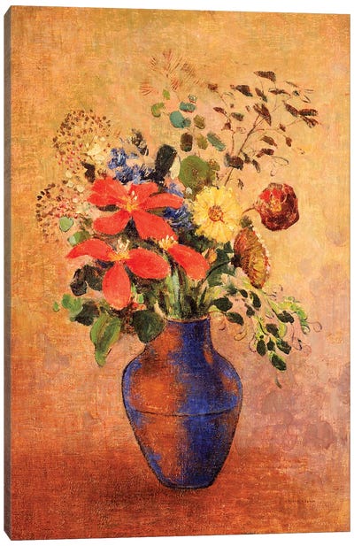 The Blue Vase  Canvas Art Print - Odilon Redon