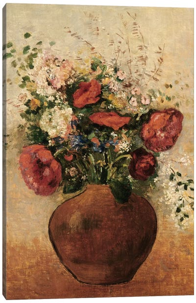Vase of Flowers Canvas Art Print - Odilon Redon