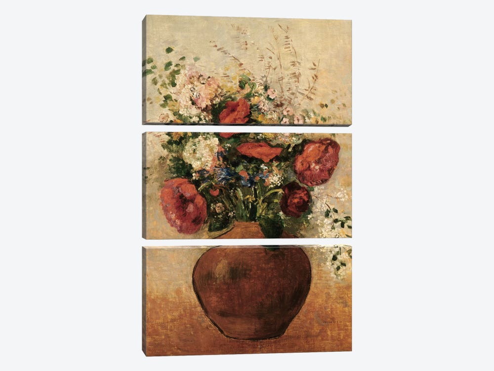 Vase of Flowers by Odilon Redon 3-piece Canvas Print