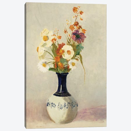 Flowers in a Vase Canvas Print #BMN5100} by Odilon Redon Canvas Wall Art