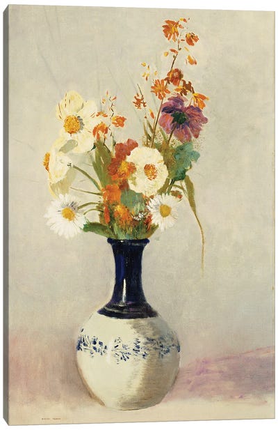 Flowers in a Vase Canvas Art Print - Odilon Redon