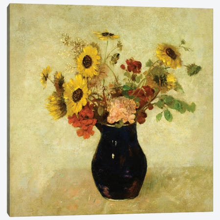 Vase of Flowers Canvas Print #BMN5102} by Odilon Redon Canvas Artwork