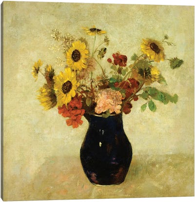 Vase of Flowers Canvas Art Print - Odilon Redon