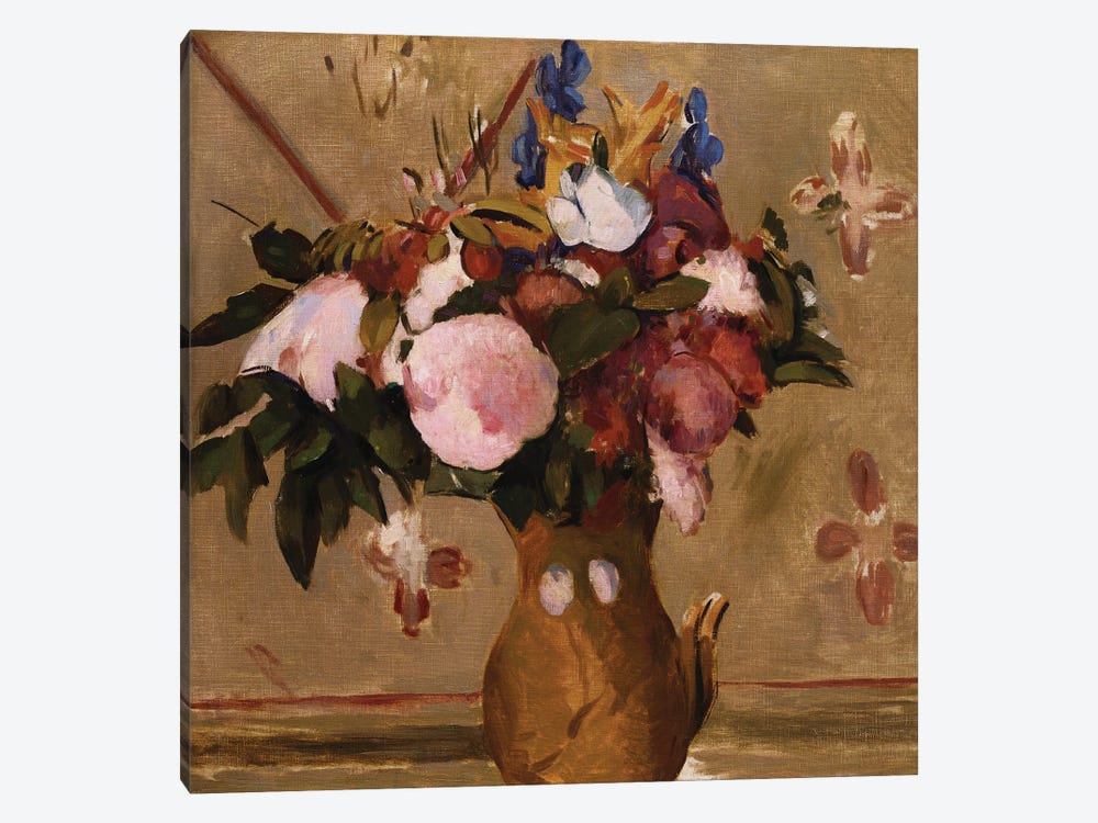 Flowers in a Vase, copy after a painting by Cezanne, c.1886  by Odilon Redon 1-piece Canvas Wall Art