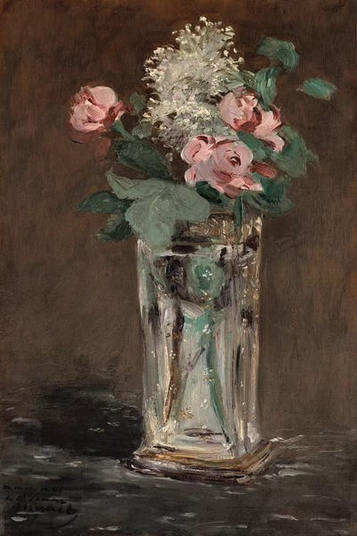 Pottery Still Life: Flowers in a Crystal Vase  by Edouard Manet