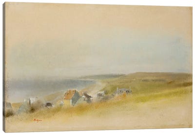 Houses on the Cliff Edge at Villers-sur-Mer, 1869  Canvas Art Print - Hill & Hillside Art