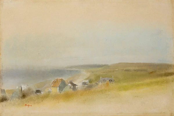 Edgar Degas: Houses on the Cliff Edge at Villers-sur-Mer, 1869  by Edgar Degas