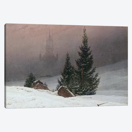 Winter Landscape with a Church, c.1811  Canvas Print #BMN5122} by Caspar David Friedrich Canvas Artwork