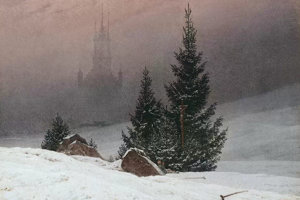 Vintage Christmas: Winter Landscape with a Church, c.1811  by Caspar David Friedrich