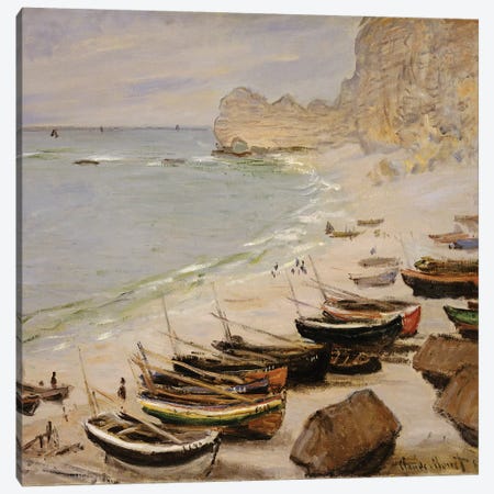 Boats on the Beach at Etretat, 1883  Canvas Print #BMN5137} by Claude Monet Canvas Artwork