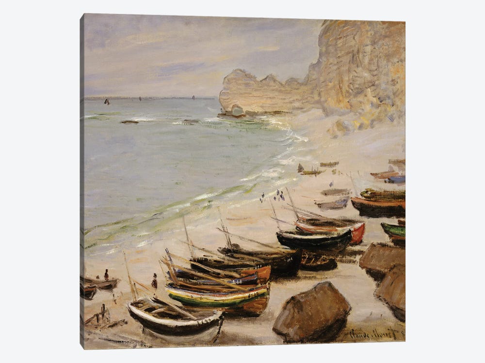 Boats on the Beach at Etretat, 1883  by Claude Monet 1-piece Canvas Wall Art
