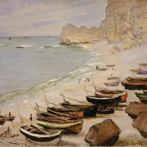 All Things Monet: Boats on the Beach at Etretat, 1883  by Claude Monet