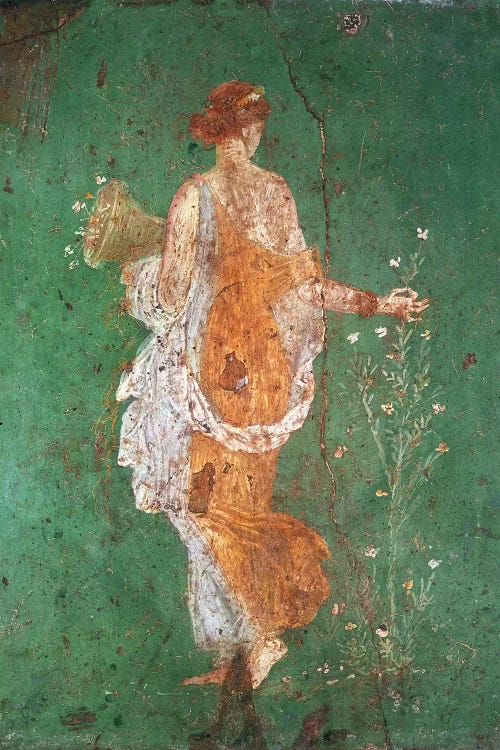 Spring, maiden gathering flowers, from the villa of Varano in Stabiae, c.15 BC-60 AD 