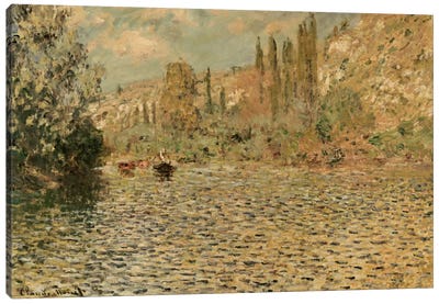 The Seine at Vetheuil  Canvas Art Print - Claude Monet