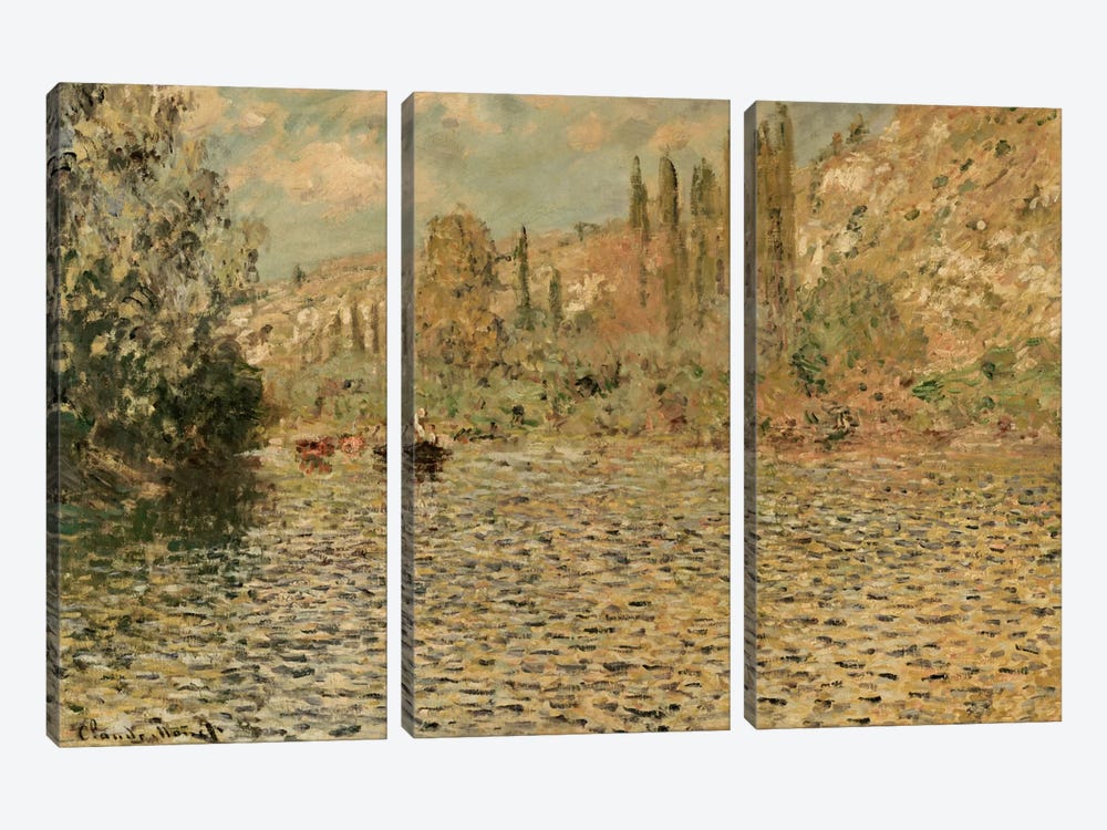 The Seine at Vetheuil  by Claude Monet 3-piece Canvas Wall Art