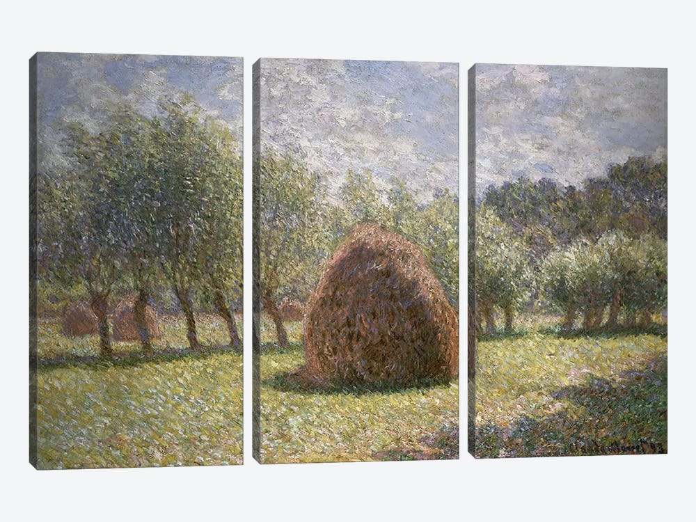 Haystacks at Giverny, 1893  by Claude Monet 3-piece Canvas Wall Art