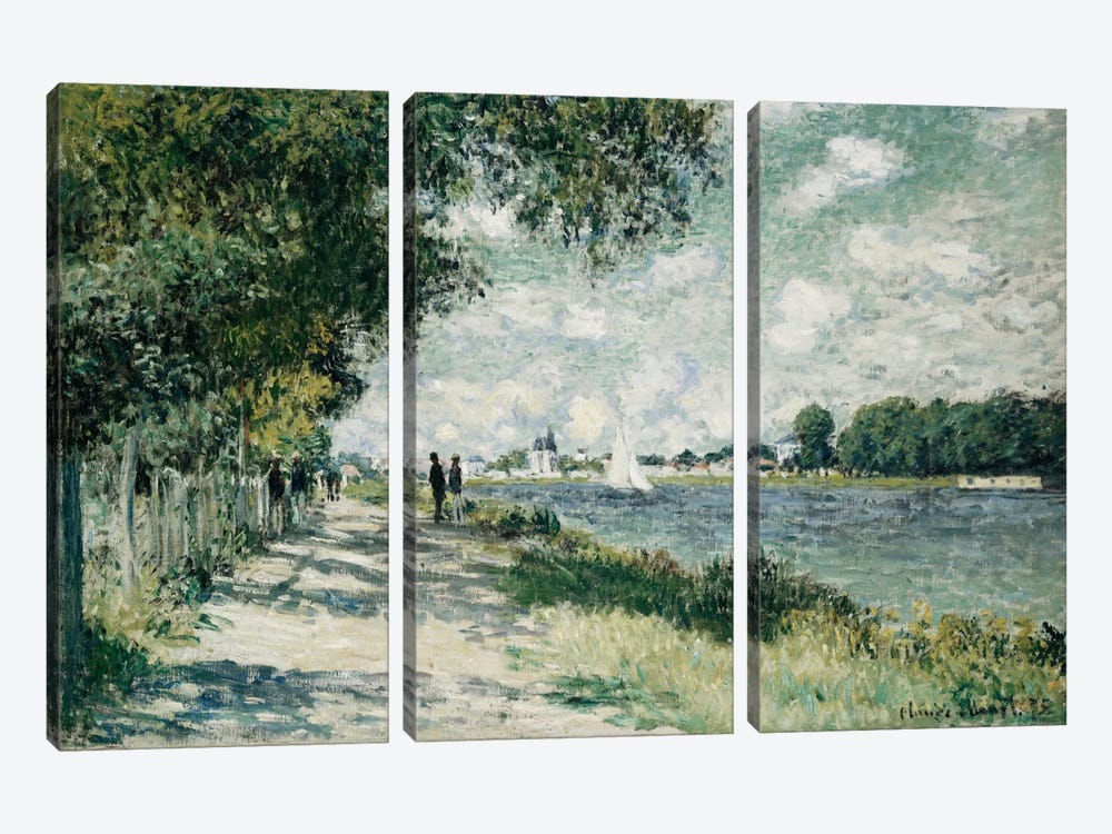 The Seine at Argenteuil, 1875  by Claude Monet 3-piece Canvas Print