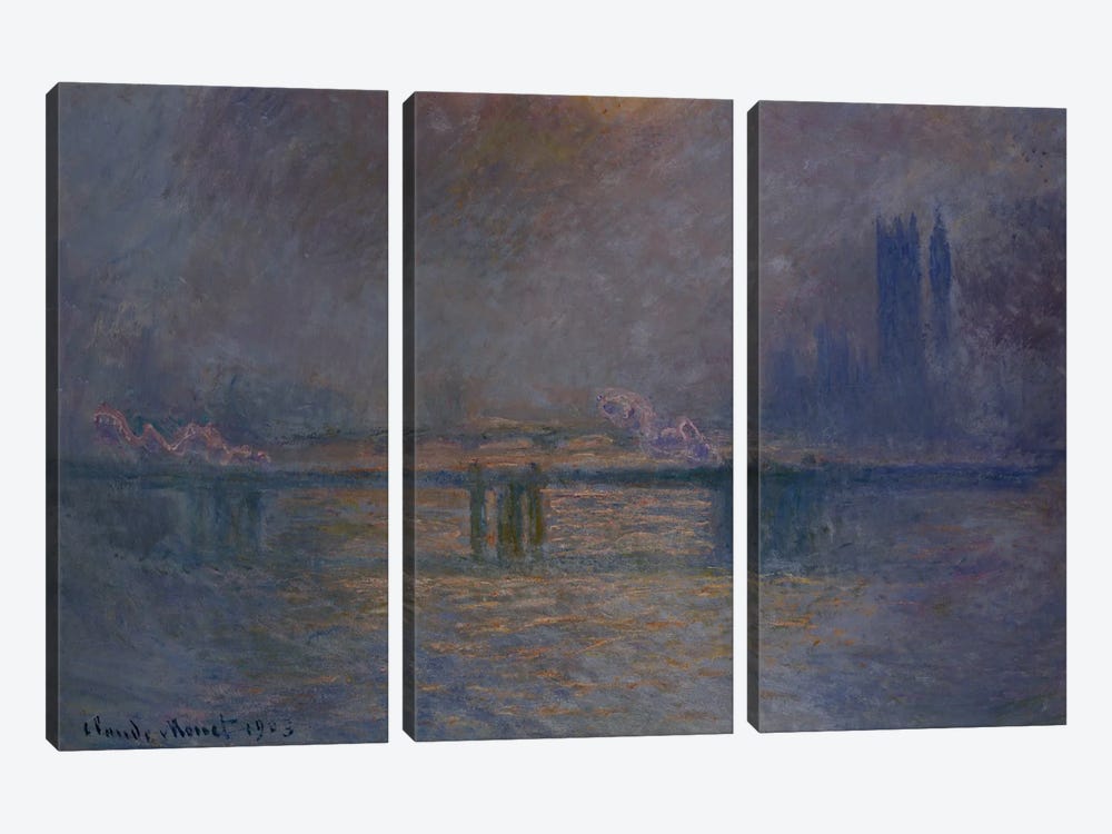 Charing Cross Bridge, The Thames, 1900-03  3-piece Canvas Wall Art