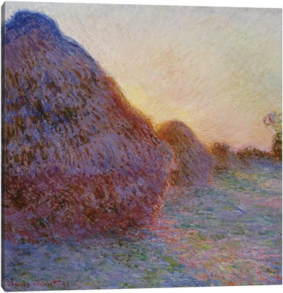 Haystacks (Meules), 1891 Canvas Art Print - All Things Monet