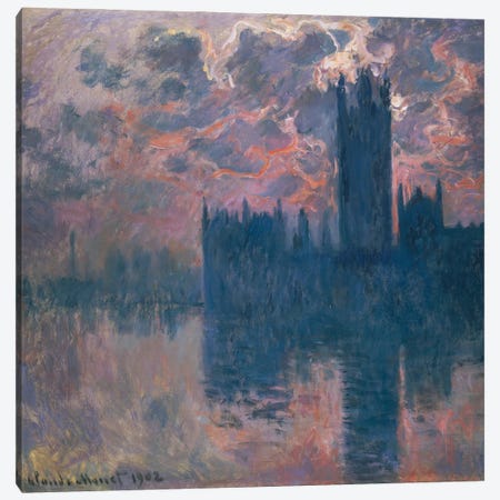 Houses of Parliament, Sunset, 1902  Canvas Print #BMN5152} by Claude Monet Canvas Art Print