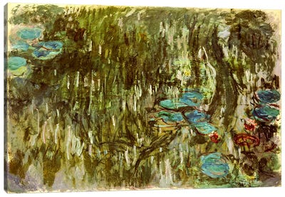 Water Lilies, Reflected Willow, c.1920  Canvas Art Print - Claude Monet