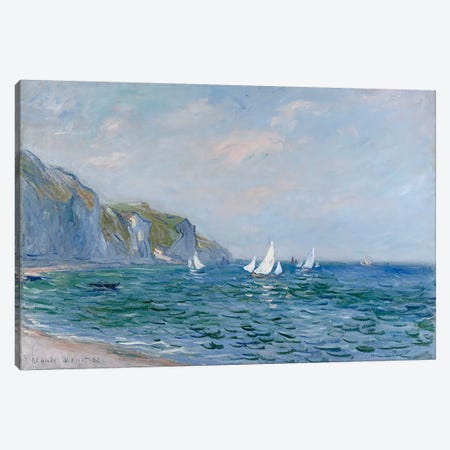 Cliffs and Sailboats at Pourville  Canvas Print #BMN5160} by Claude Monet Canvas Art