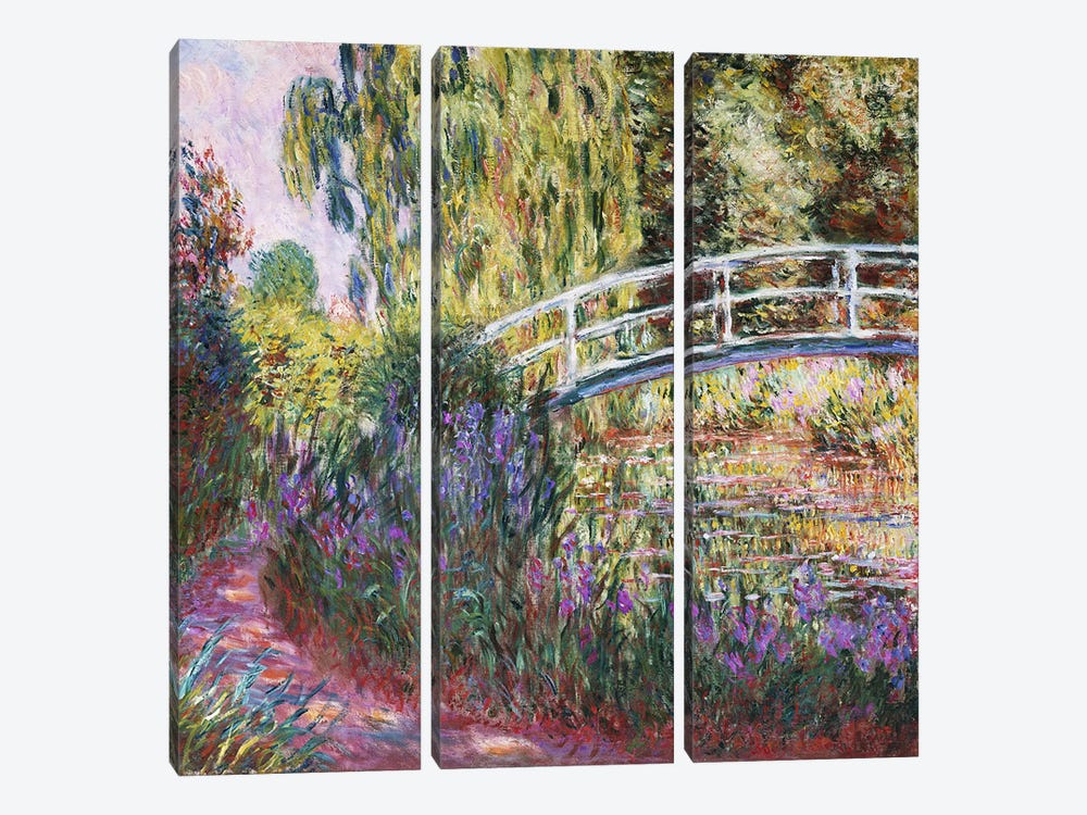 The Japanese Bridge, Pond with Water Lilies, 1900  by Claude Monet 3-piece Canvas Print