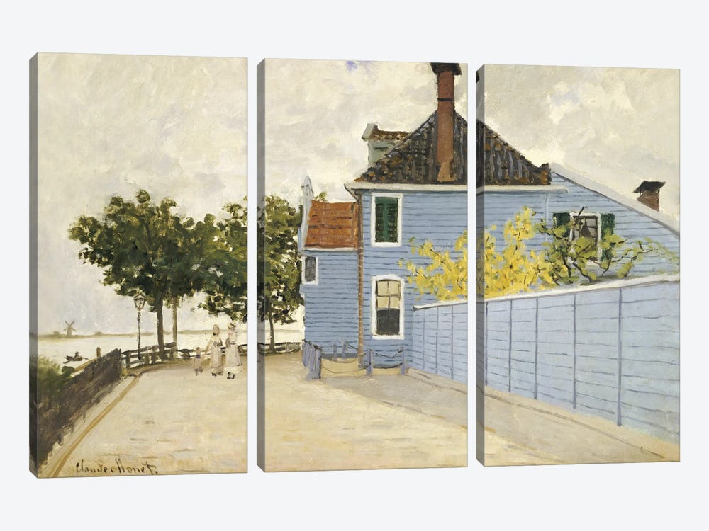 The Blue House, Zaandam  by Claude Monet 3-piece Canvas Artwork