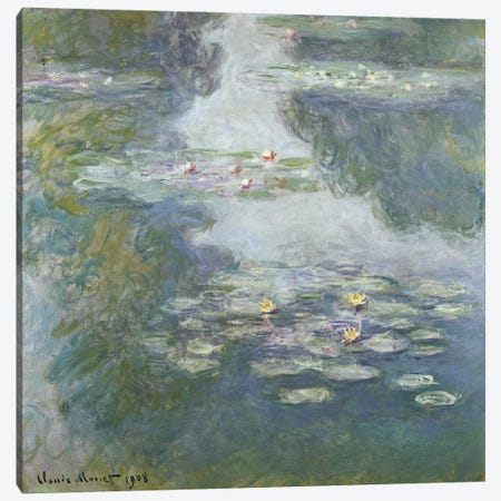 Waterlilies, Nympheas, 1908  Canvas Print #BMN5176} by Claude Monet Canvas Wall Art