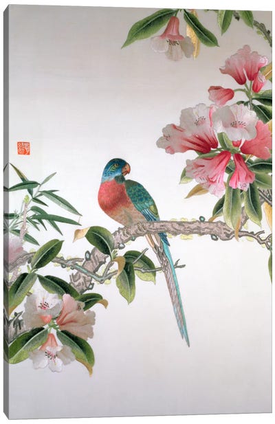 Jay on a flowering branch, Republic period  Canvas Art Print