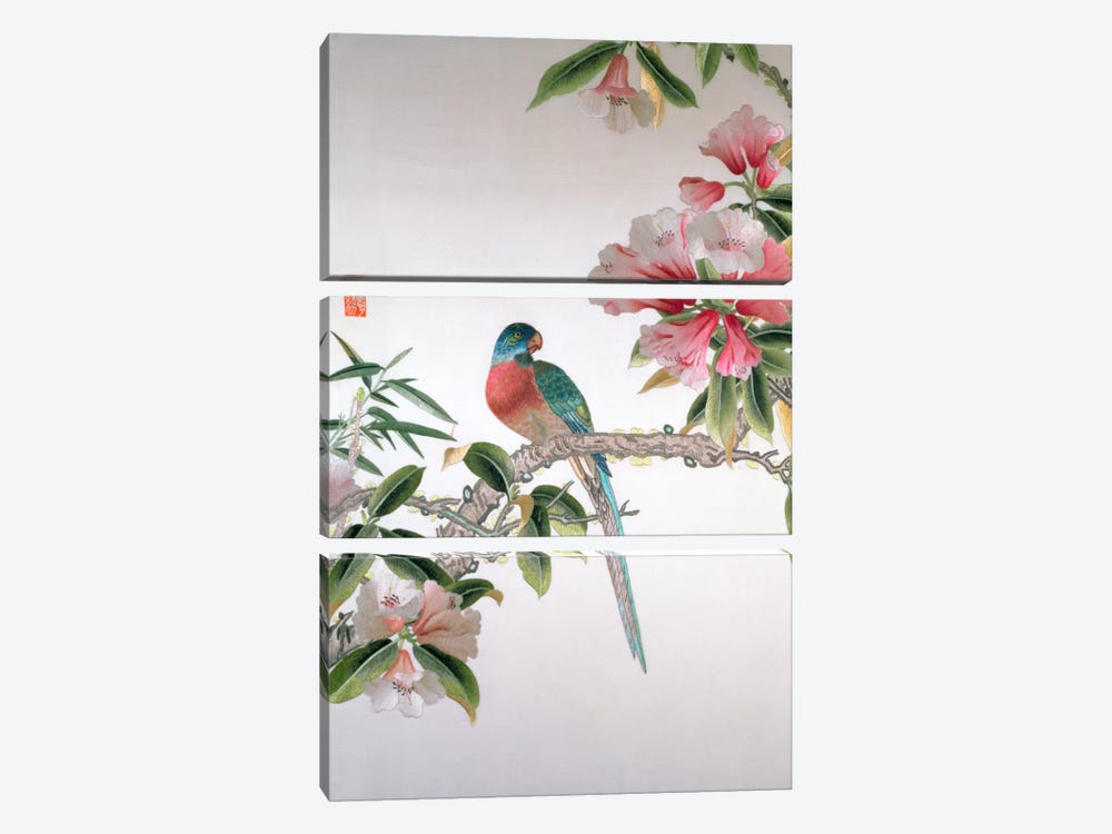 Jay on a flowering branch, Republic period  3-piece Canvas Art Print