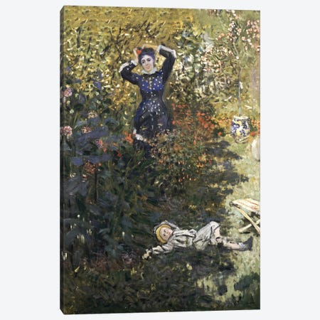 Camille and Jean in the Garden at Argenteuil  Canvas Print #BMN5180} by Claude Monet Canvas Wall Art
