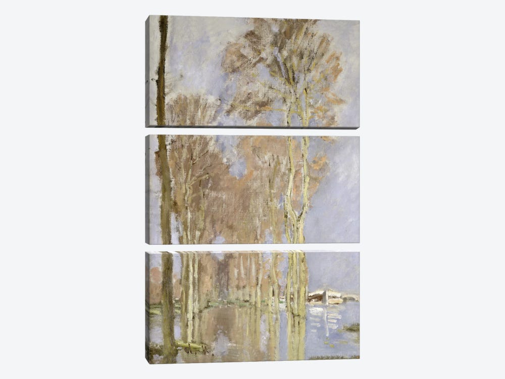 Flood  by Claude Monet 3-piece Canvas Print