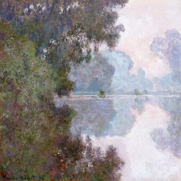 Large Scenic & Landscape Art - Canvas Prints: Morning on the Seine, near Giverny, 1896  by Claude Monet