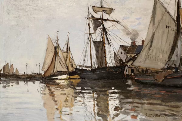 Claude Monet: The Port of Honfleur, c.1865  by Claude Monet