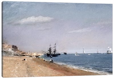Brighton Beach with colliers, 1824  Canvas Art Print - Realism Art