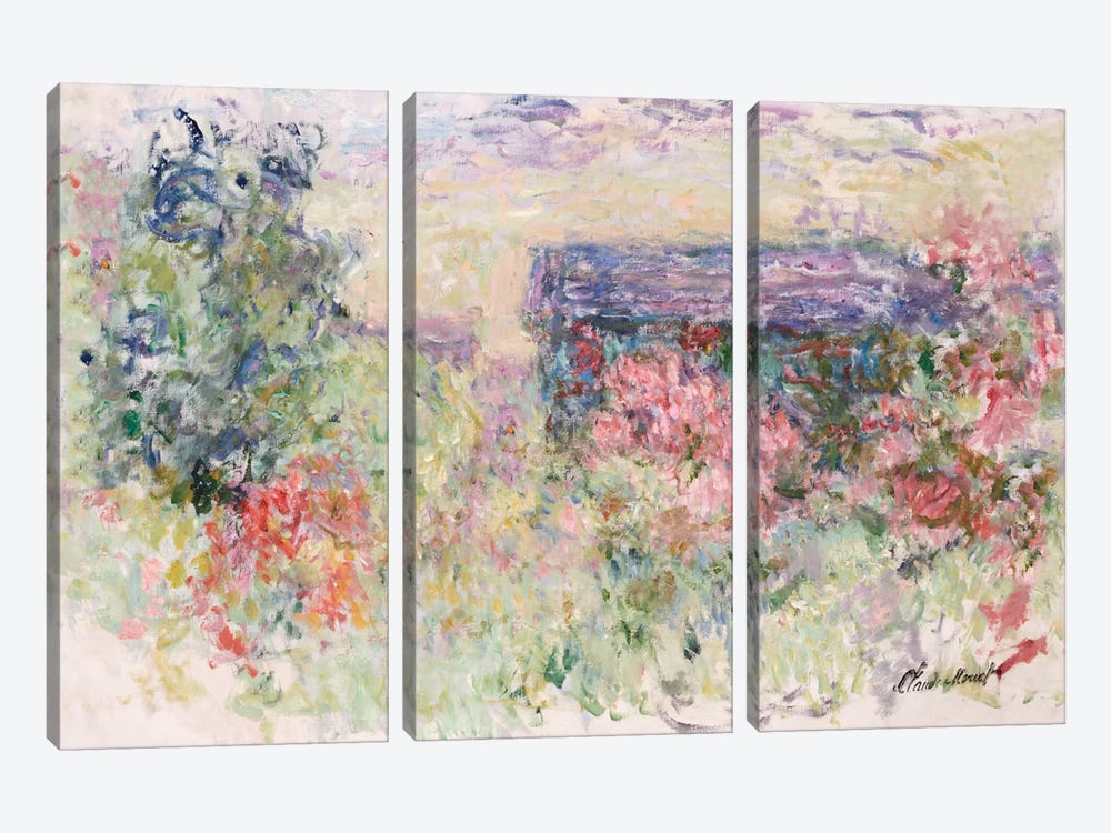 The House Through the Roses, c.1925-26  by Claude Monet 3-piece Canvas Art